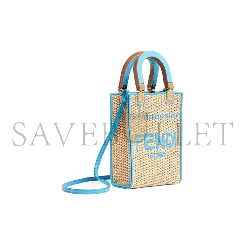 F**di sunshine mini straw & leather tote 8bs051afqpf1elx (18*13*6cm)